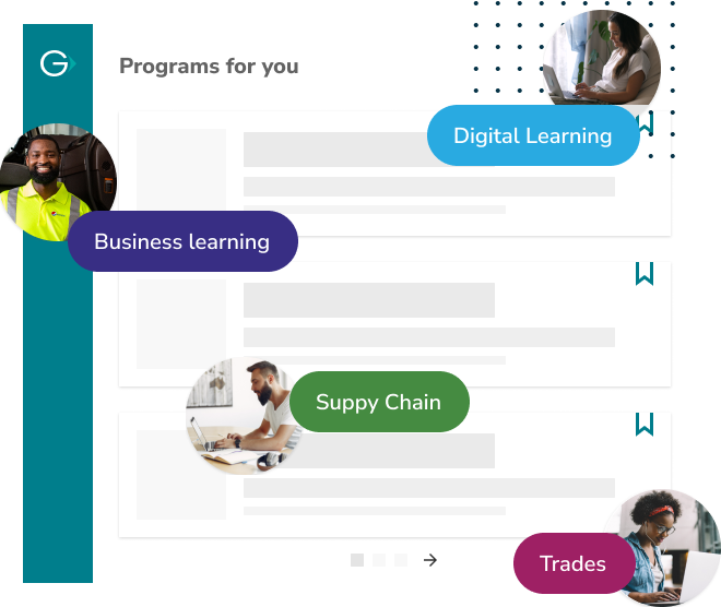 Programs for you: Digital Learning; Business Learning; Supply Chain; Trades