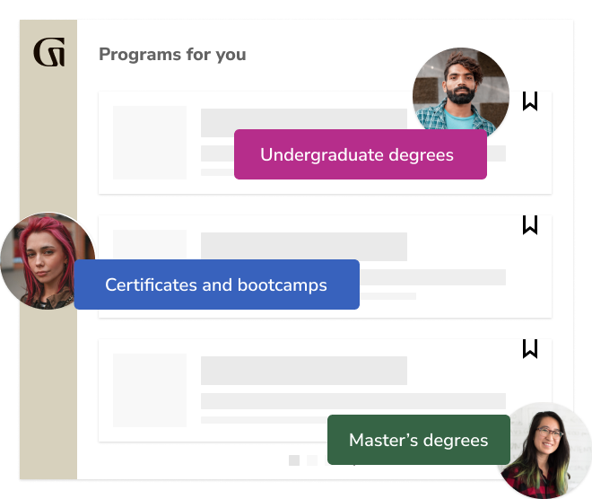 Programs for you: Undergraduate degrees, Certificates and bootcamps, and Master's degrees