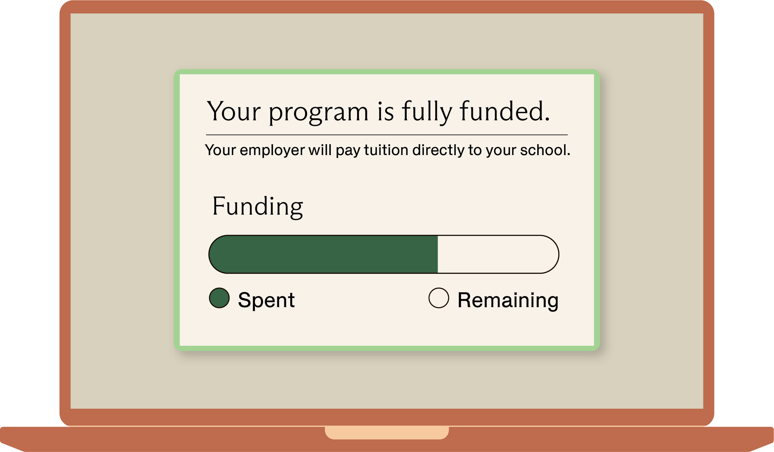Image of a laptop displaying Guild's funding tool