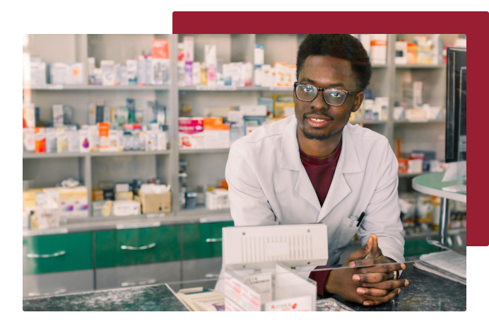 IU Health student at the Pharmacy desk