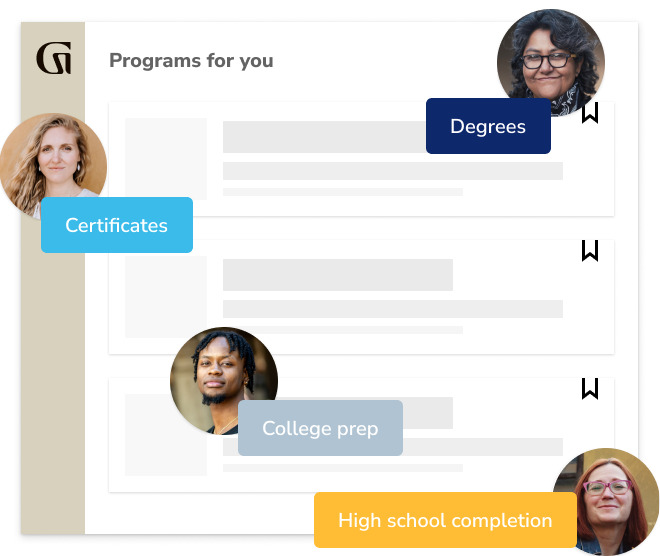 Programs for you: Degrees, Certificates, College Prep, High School Completion