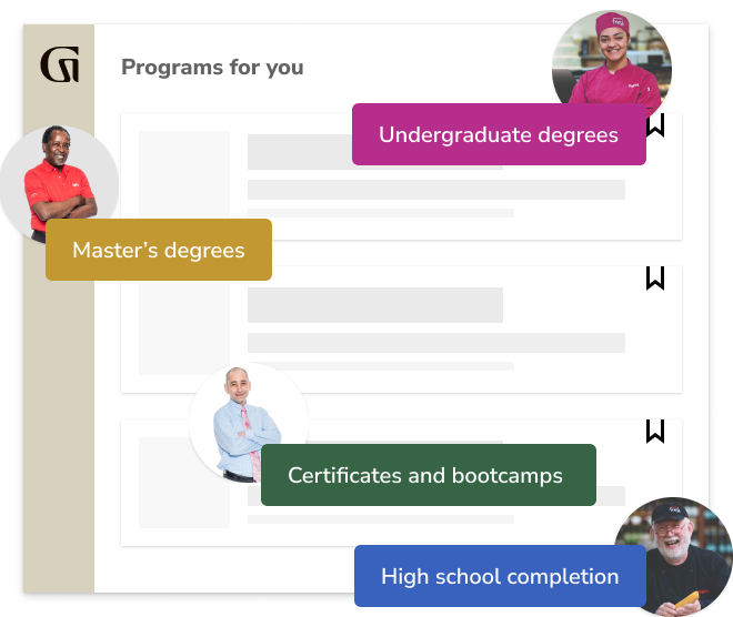 Programs for you: Undergraduate degrees, Master's degrees, Certificates and bootcamps, High school completion