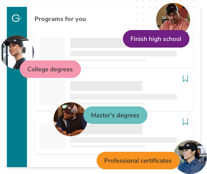 Programs for you: Finish high school, College degrees, Master's degrees, Professional certificates