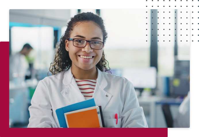Smiling associate in clinical setting